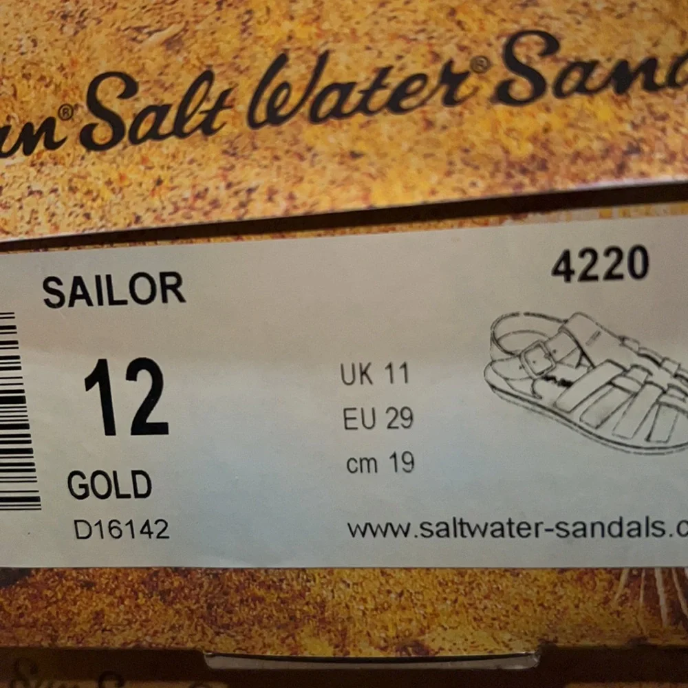 AUTH NIB Salt Water Sandal by Hoy Shoes Sun-San - Sailors GOLD